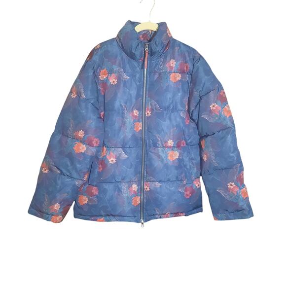 Sundance Womens Kimmy Blue Floral Puffer Jacket Size Small - Picture 2 of 6